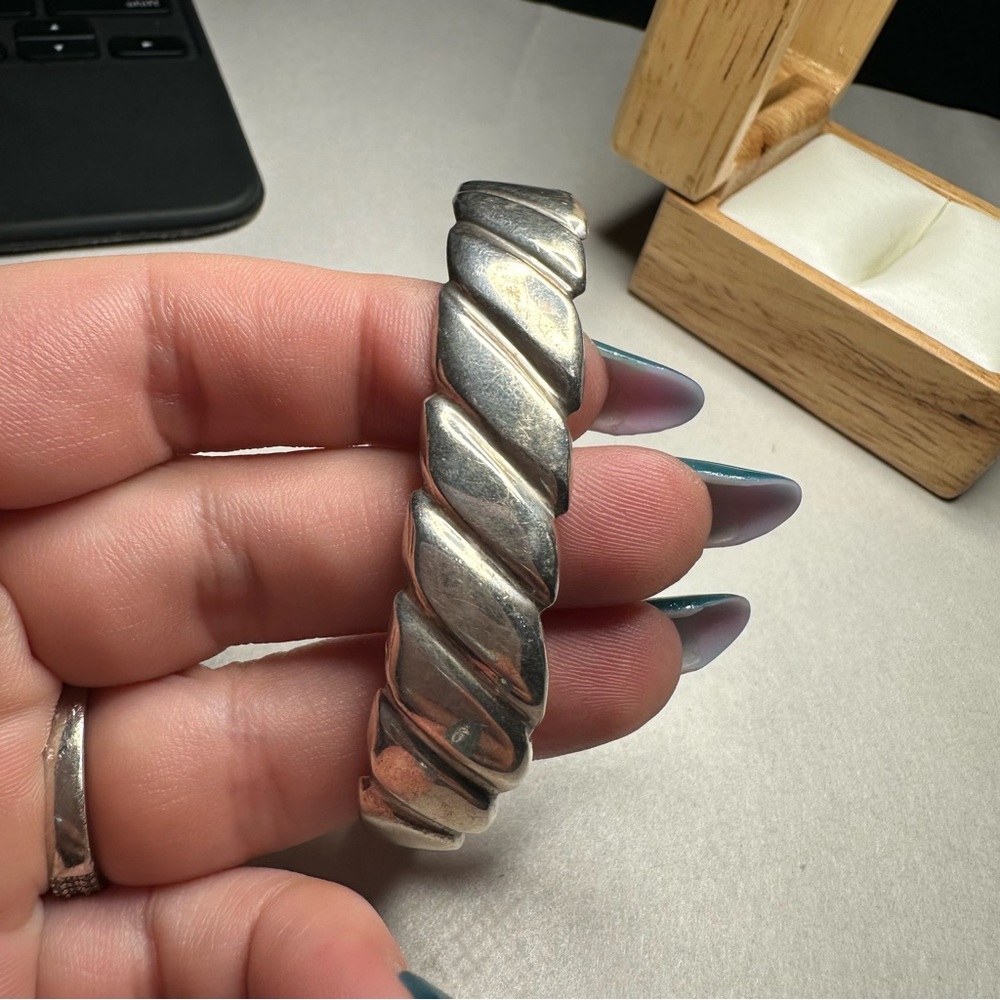 Chunky Twisted Silver Cuff Bracelet heavy
